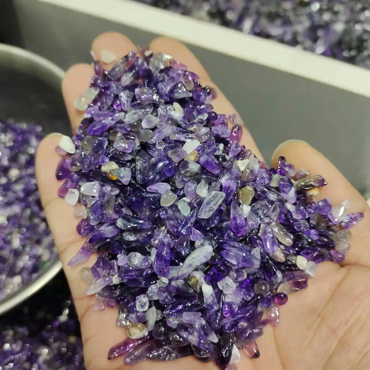 

high quality Natural Amethysts Quartz Crystal Polished Gravel chips beads Specimen natural stones and minerals Fish Tank diy100g