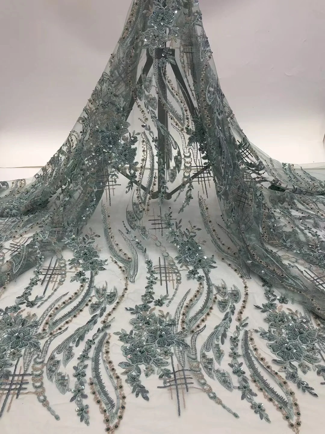 Тяжелые бусины блестки африканская кружевная ткань высокое качество