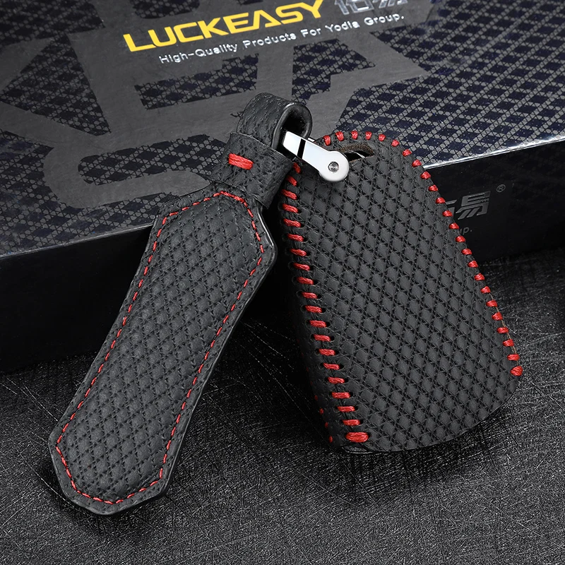 

luckeasy Leather Key Cover For Cadillac ATSL 2014-2017 SLS CTS XTS 2015 2016 SRX 2013 2014 4 button Remote Control case G3