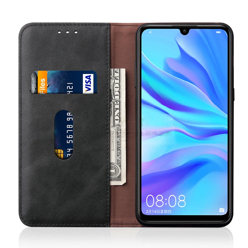 Роскошный тонкий кожаный флип чехол в стиле ретро для Huawei P Smart 2020 кошелек с