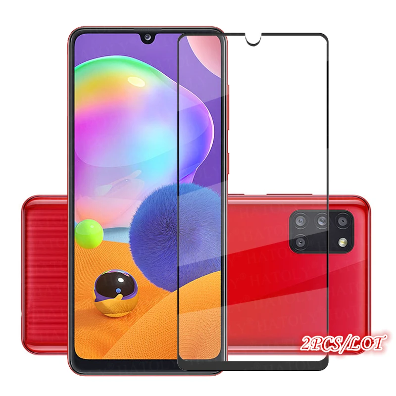 Protector de pantalla de vidrio templado para m&oacute;vil, pel&iacute;cula de borde curvo 3D para Samsung Galaxy A31, A31, A315, 2 uds.-0