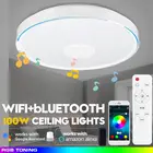 100 Вт современный светодиодный умный потолочный светильник WiFi управление через приложение bluetooth музыкальный светильник RGB затемнение светодиодный потолочный светильник для гостиной спальни