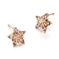 fashion korean cute gold tone crystal rhinestone snowflake ear stud earrings jewelry for women flower earrings