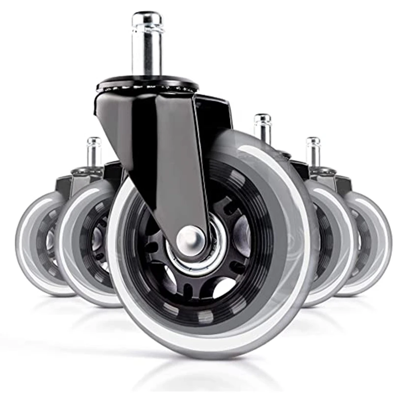 

TOP Office Chair Casters 5-Piece Set Replacement Rubber Chair Casters, for Hardwood Floors and Carpets,Quietly-Universal Fit