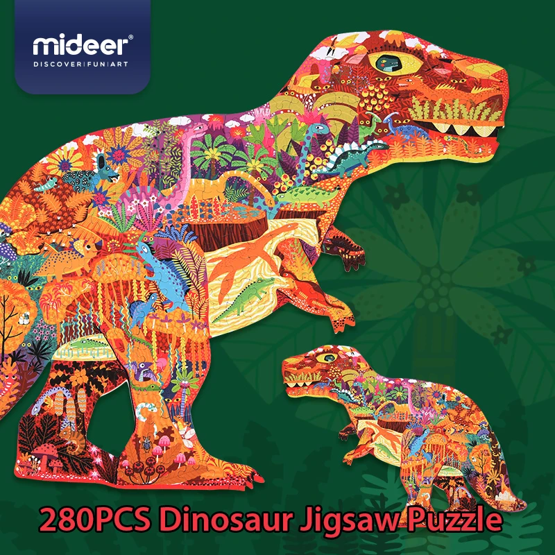 

MiDeer 280pcs Jigsaw Puzzle Children's Intelligence Dinosaur Puzzle Paper Early Education Toys Toys for Children Boys 3-7Y