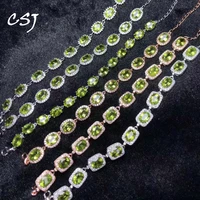 csj genuine natural peridot bracelet sterling 925 silver gemstone 68mm jewelry for women birthday party gift box