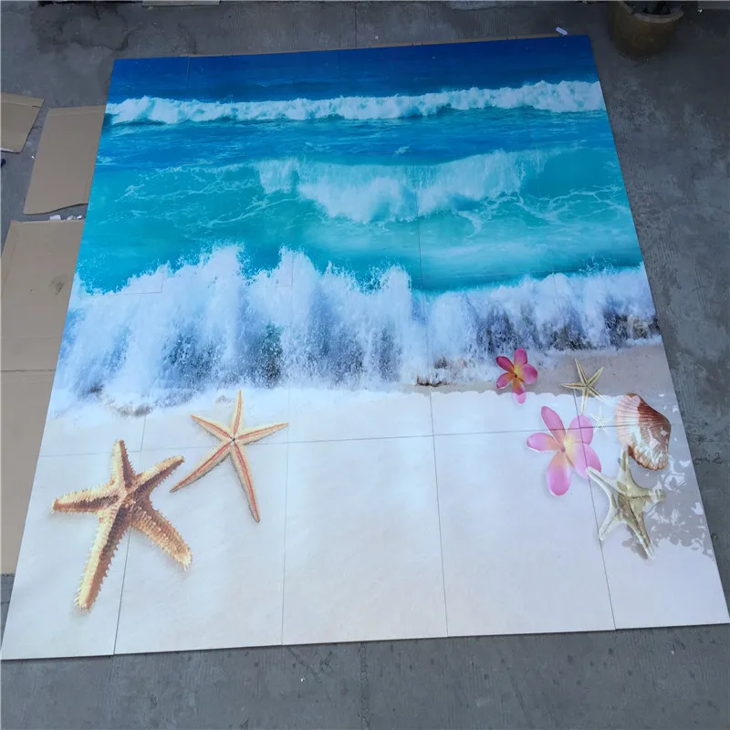 

3D Floor Tile Tile Painting Bathroom Kitchen Toilet Living Room Three-Dimensional Balcony Antique Brick Beach Puzzle Case TZ