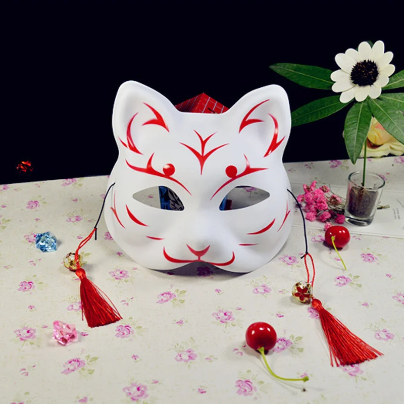 

10 Pcs Fox Mask Natsume's Book of Friends Fox Half Face Mask Halloween Cosplay Show Animal Masks Party Masks Women Fox Masque