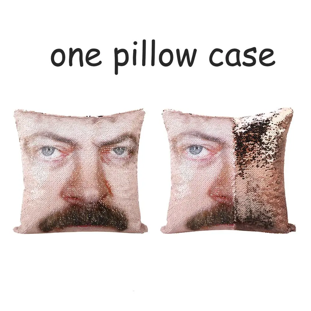 Подушка с пайетками и лицом Рона Swanson 1 шт. | Наволочка Двухцветная подушка Подарок