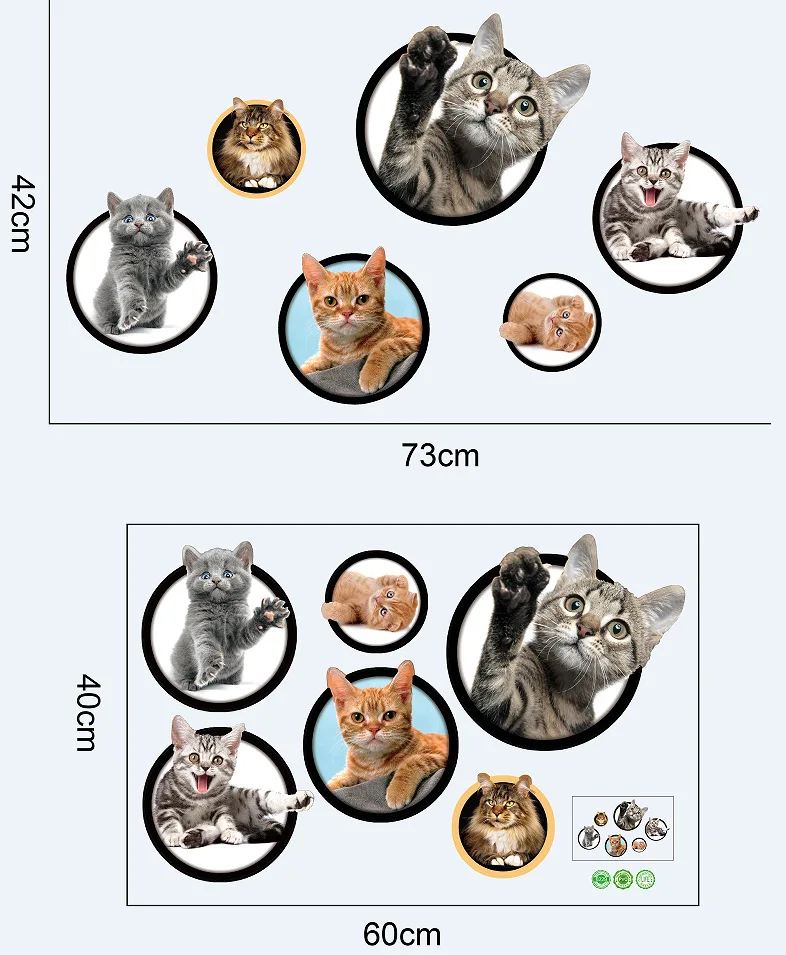 

3D DIY Creative Cat Broken Wall Home Decor Wall Sticker Wallpaper Wall Art Decal Poster Baby Kids Bedroom Living Room Decoration