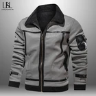 Мужская мотоциклетная куртка из искусственной кожи, черная однотонная куртка из искусственной кожи с длинным рукавом, Осень-зима 2020