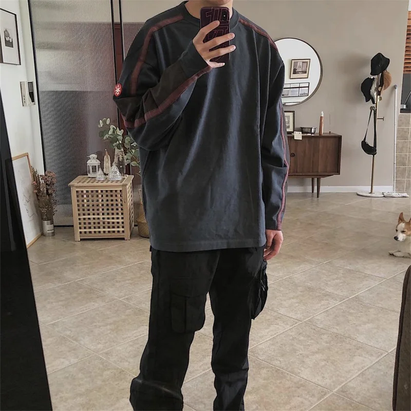 

CAVEMPT 20FW Japanese Vintage Patchwork Pullover Men Women Couple Crewneck Oversized High Street Hip-hop C.E Sweatshirt