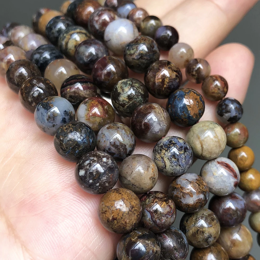 Natural Stone Brown Pietersite Jaspers Beads Loose Spacer Beads For Jewelry Making Beads Diy Bracelets 6 8 10 12mm 7.5