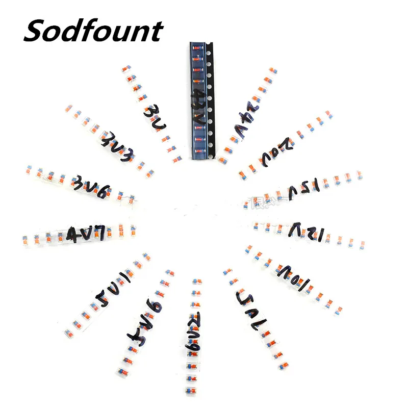 

140 шт. 1/2W компонент комплект SMD 0,5 W зенеровский Диод комплект 3V-43V LL34 1206