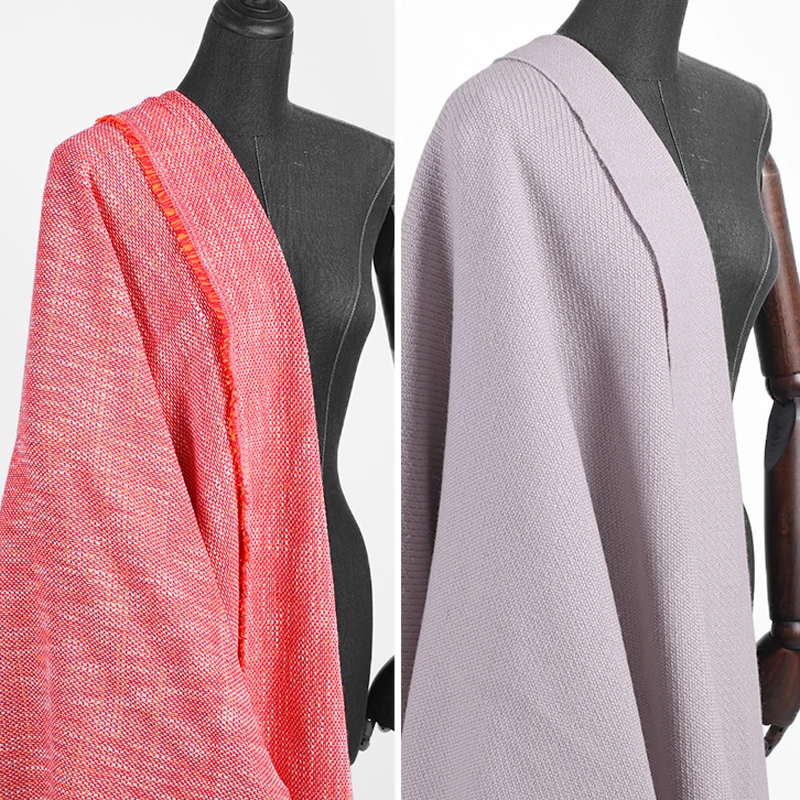 

150CM Wide 360G/M Weight Light Purple Orange Tweed Knitted Wool Fabric for Autumn Winter Coat Jacket DE1157