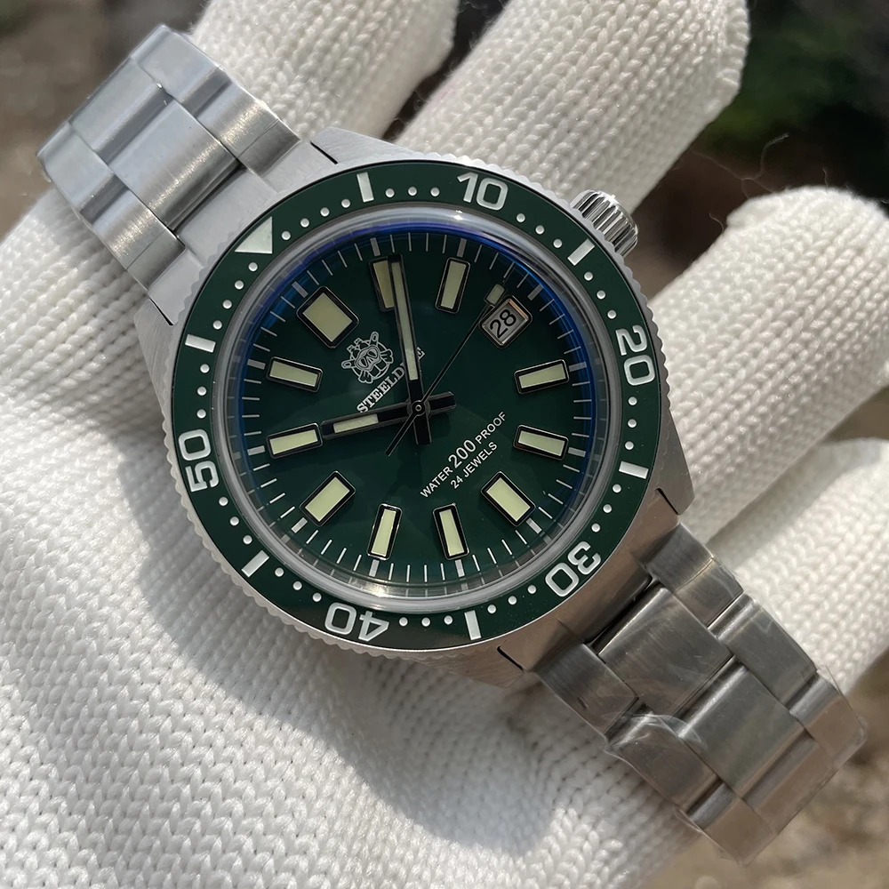 

Steeldive SD1962 Mens Automatic Mechanical Wristwatches Blue Ceramic Bezel NH35 Stainless Steel Mens Diver Sports Watch