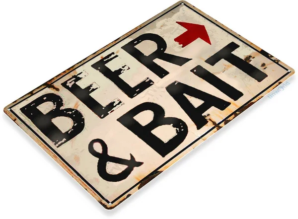 

Beer Bait Fishing Fish Hook Marina Bait Shop Tin Sign