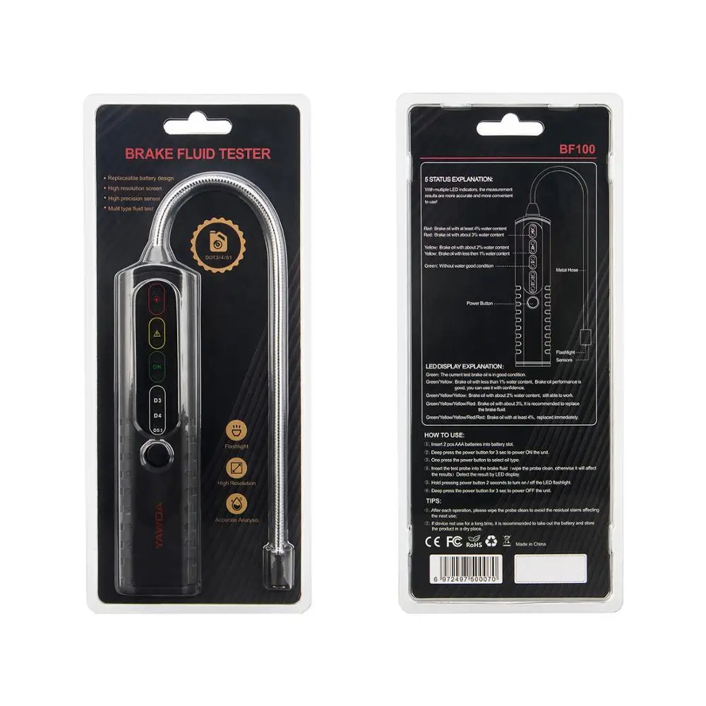 

EDIAG Car Brake Fluid Tester BF100 for DOT 3 DOT4 DOT5.1 High resolution Accurate Oil Quality Check Tester