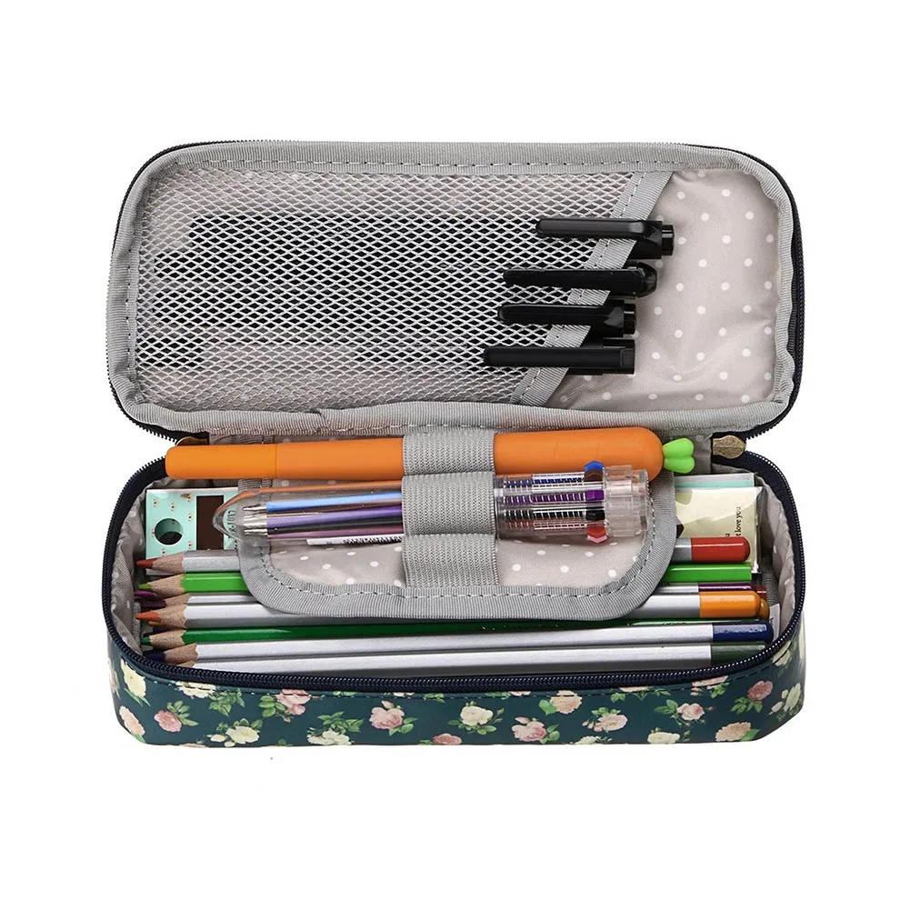 Милый чехол-карандаш большой емкости канцелярский цветочный чехол-органайзер