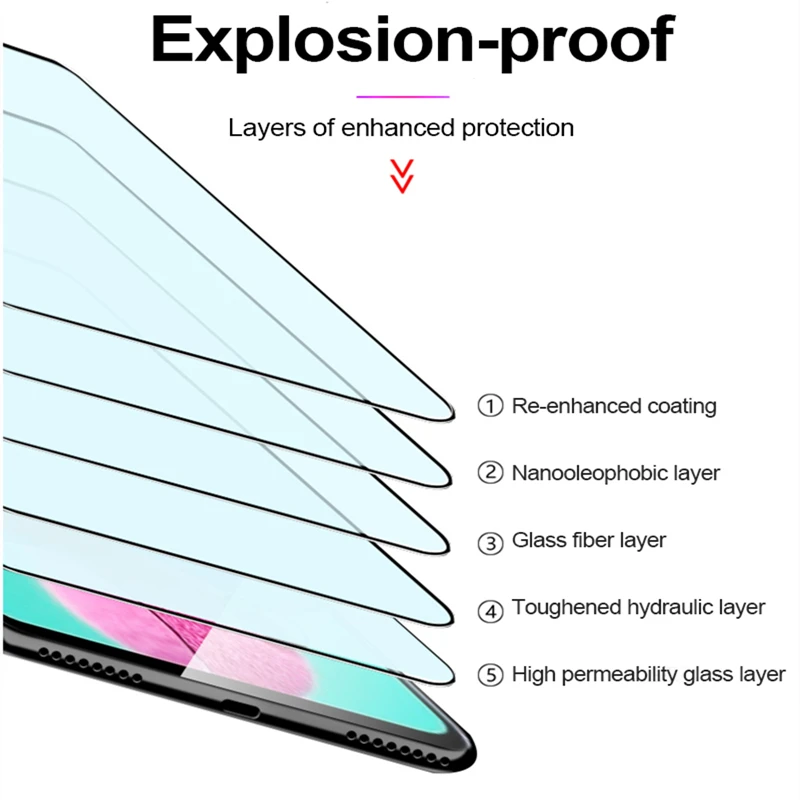 9H Protective Glass for Samsung Galaxy A50 A71 A70 A51 A 50 51 40 71 A42 A40 A52 M51 Tempered Glass Screen Protector Full Cover images - 6
