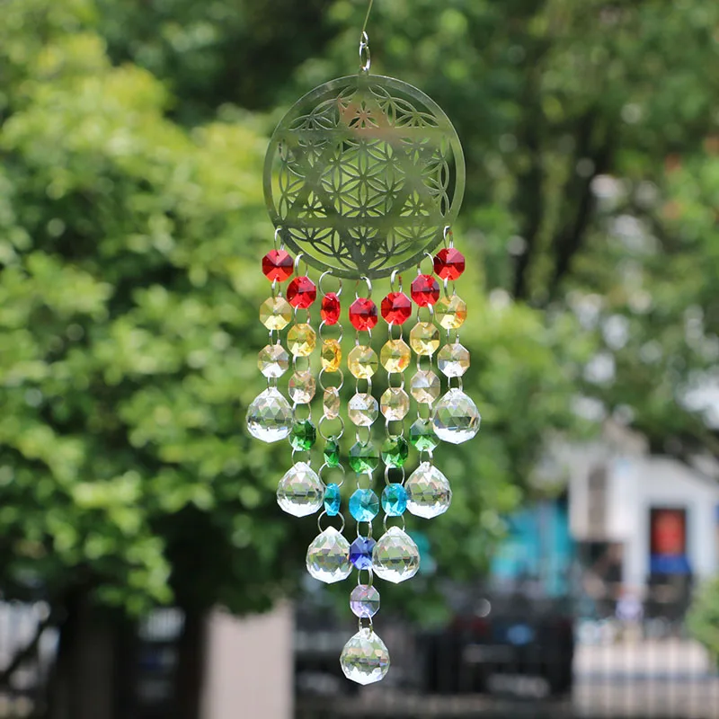 

Crystal Suncatchers Rainbow Makers with Crystal Ball Prisms Chakra Octagon Hanging Window Home Office Garden Decoration