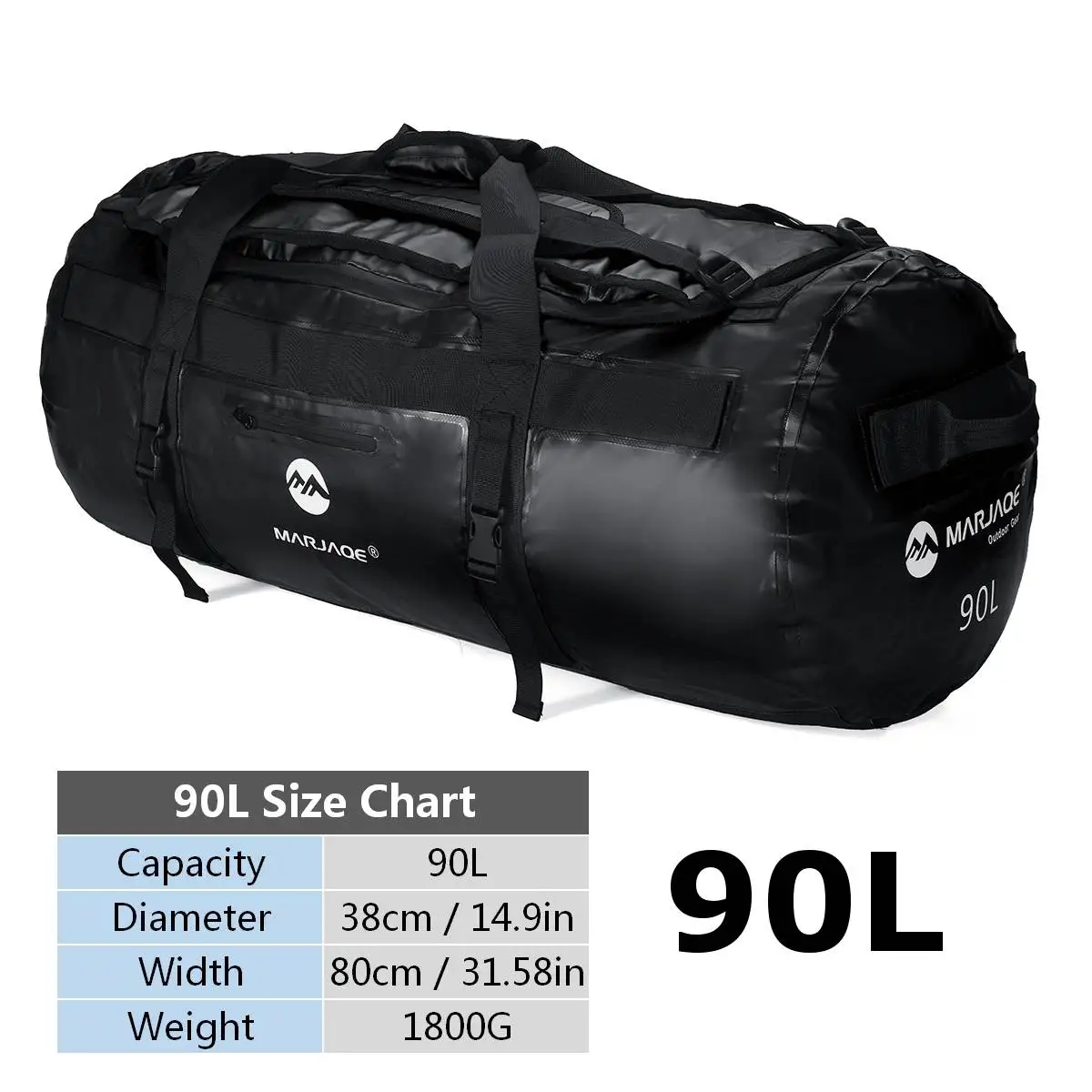 Black 90L 90L открытый ПВХ водонепроницаемый мешок сухой мешок для хранения для рафтинга каноэ катание на лодках Каякинг речной поход плавание дорожная сумка - Цвет: Black 90L