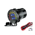 Зарядное устройство QC3.0 с двумя USB-разъемами, переключатель вольтметра, водонепроницаемое, 36 Вт, 6 А, быстрое зарядное устройство для 12 В, автомобиля, лодки, мотоцикла, грузовика, гольфа