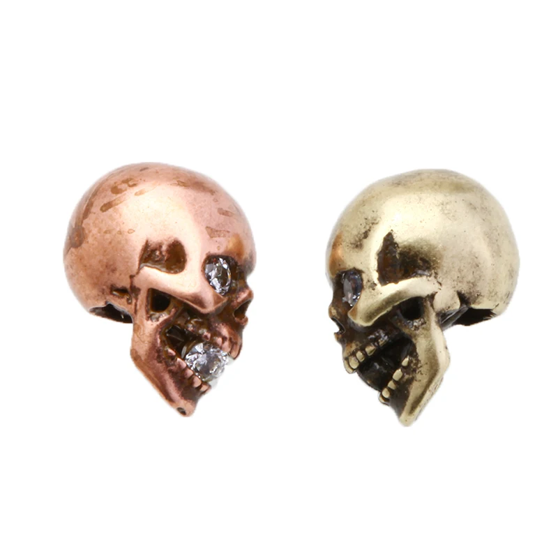 DIY медный череп белые хрустальные бусины для глаз ювелирные сделать браслеты