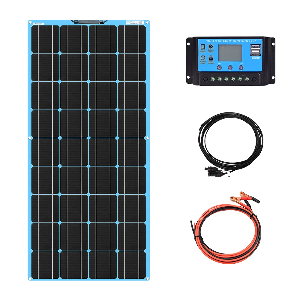 12V Waterproof Solar Panel Charger & Maintainer 18V 120w Solar Battery Intelligent Solar Charge Controller Connection Cable Kits