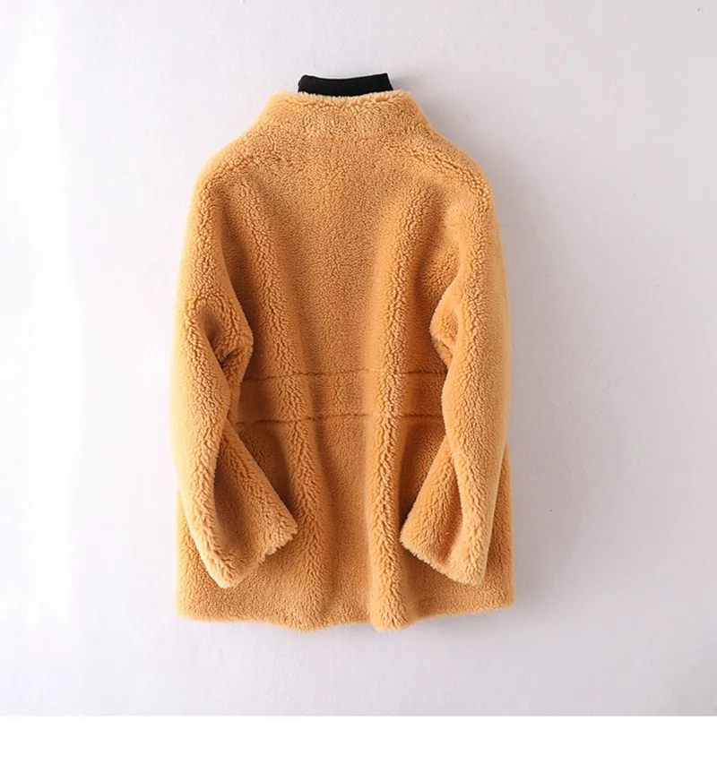 Шуба из натуральной шерсти женская верхняя одежда на осень и зиму куртки LF9085 |