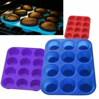 hot silicone non stick muffin tin tray baking pudding mould bun 12 cup