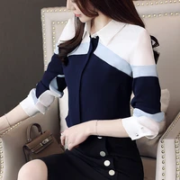 womens tops and blouses 2019 chiffon blouse shirts women tops long sleeve ladies tops button spliced office lady plus size