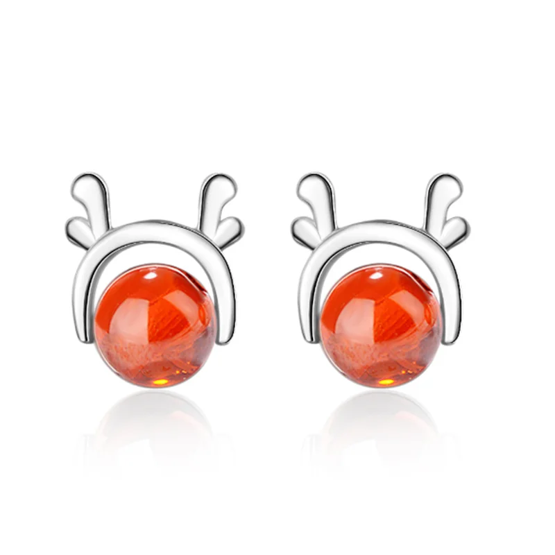 Серьги гвоздики в Корейском стиле с рождественскими рогами оленя простой