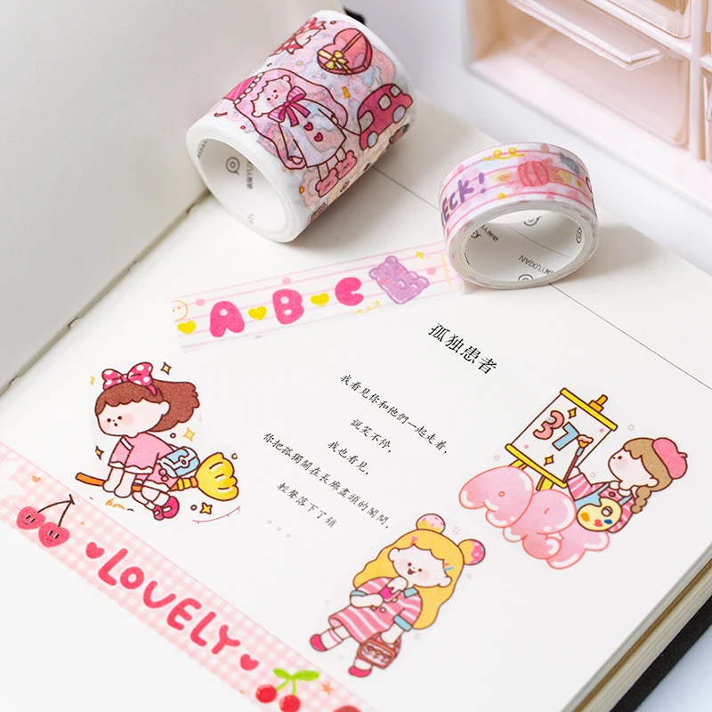 Набор из 5 рулонов ленты для блокнота ежедневная серия девушка сердце ручная