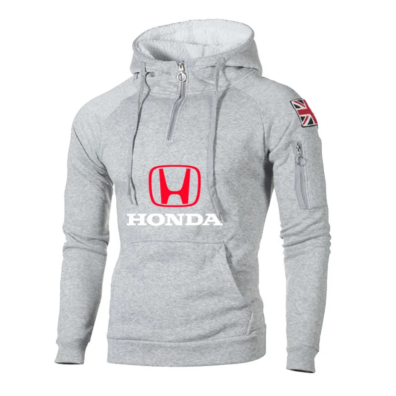 

Spring Autumn Men Honda Car Logo Print zip hoodiet Cotton hiphop harajuku Fashion Casual Zipper Sweatshirt
