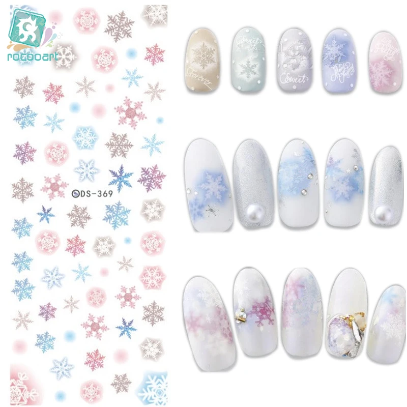 

DS369-370 DIY Water Transfer Nails Art Sticker 2021 Year Winter Snowflake Xmax Harajuku Nail Wrap Sticker Manicura sticker