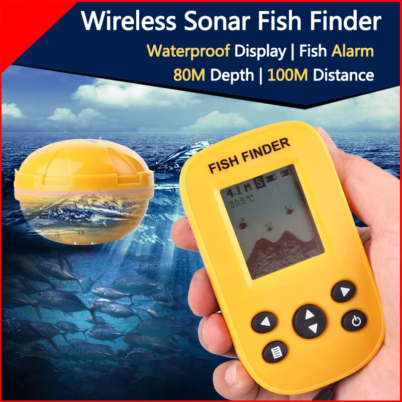 Водонепроницаемый беспроводной гидролокатор глубины 80 м рыболокатор с