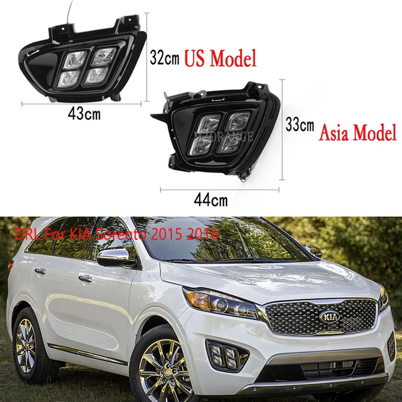 

headlight LED DRL fog lights For KIA Sorento 2015 2016 Daytime Running Lights 2pcs Daylight fog lamps headlights day light