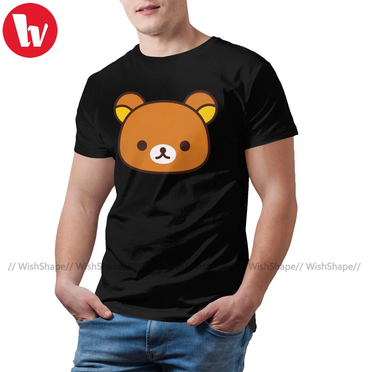 Футболка Rilakkuma футболка модная с коротким рукавом мужская графическая забавная