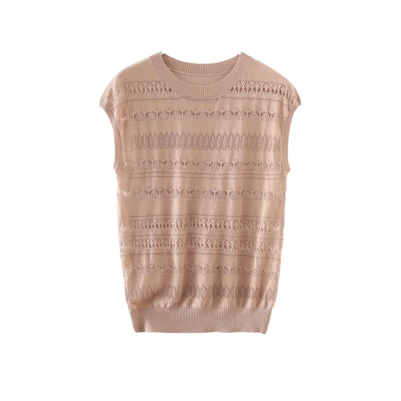 

Sexy Knitted Pullovers Women Sweaters 2020 Summer Fashion Ice Silk Hollow Out Chic Pullover Jumper Pull Femme Knit Top