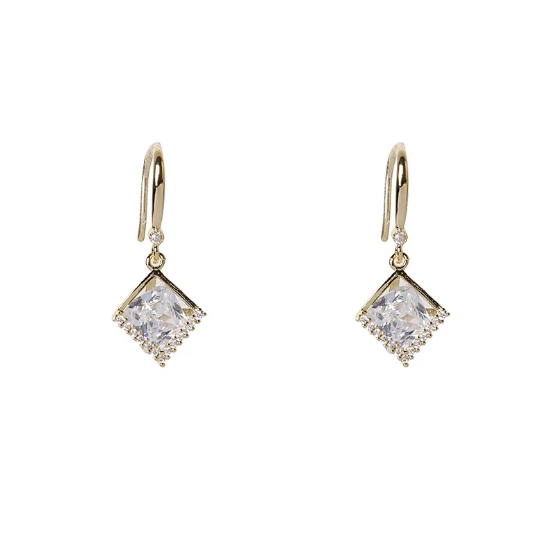 Женские квадратные серьги-подвески корейские геометрические Стразы модные из