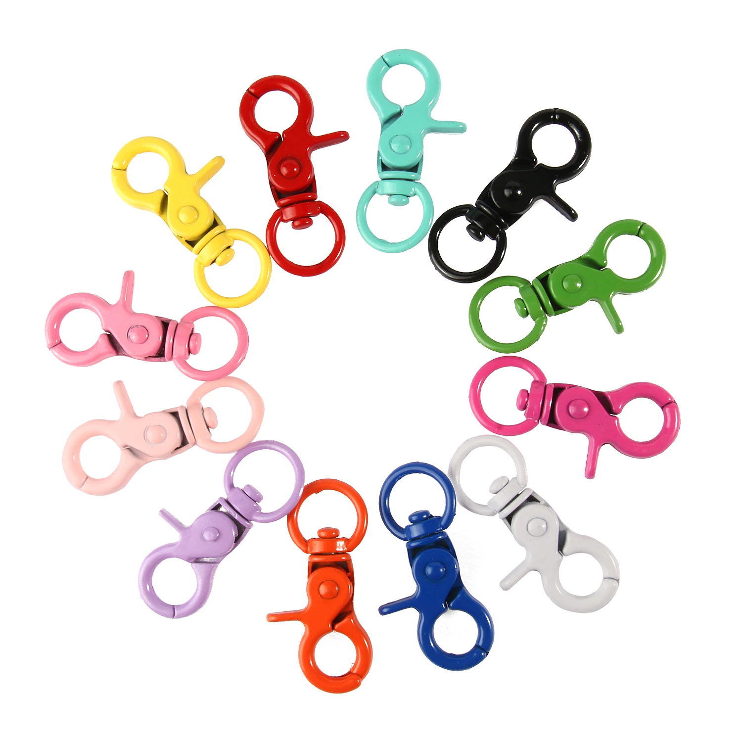 

21 Style Colorful Metal Hollow Keychain Split Key Ring Swivel Lobster Clasp Connector for Bag Belt Dog Mask Chains Wholesale