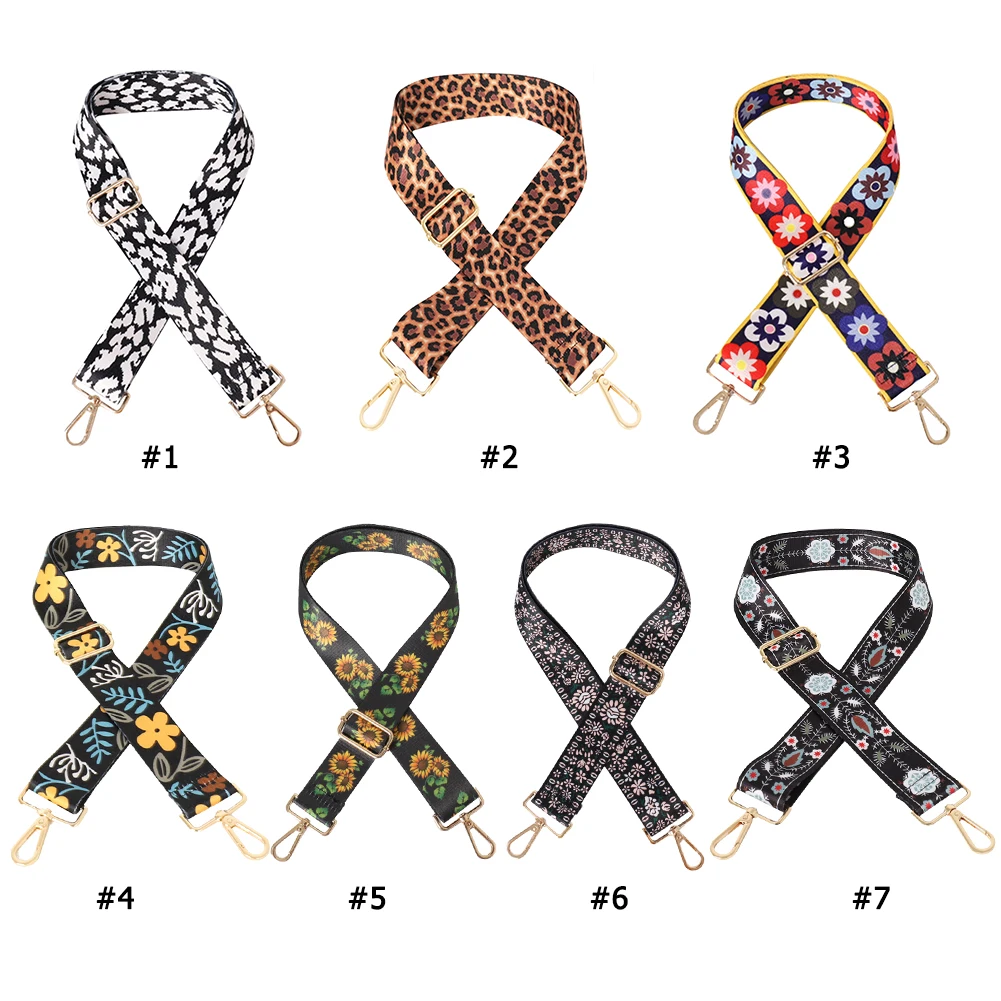 

Flower Printed Adjustable Bag Strap Classic Texture Creative Design Chic Wide Shoulder Bag Strap Women Handbags Belts