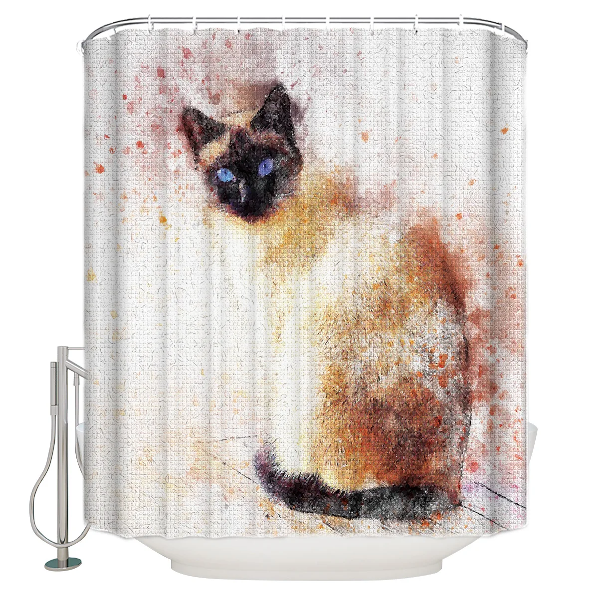 Текстурированный фон картины маслом-это высокий холодный Кот в акварельном