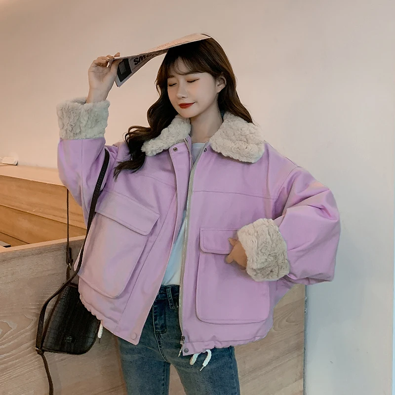 

ISENMAL Short Winter Jacket Women Warm Hooded Down Cotton Jacket Parkas Female Casual Loose Outwear Korean Cotton-padded Winter
