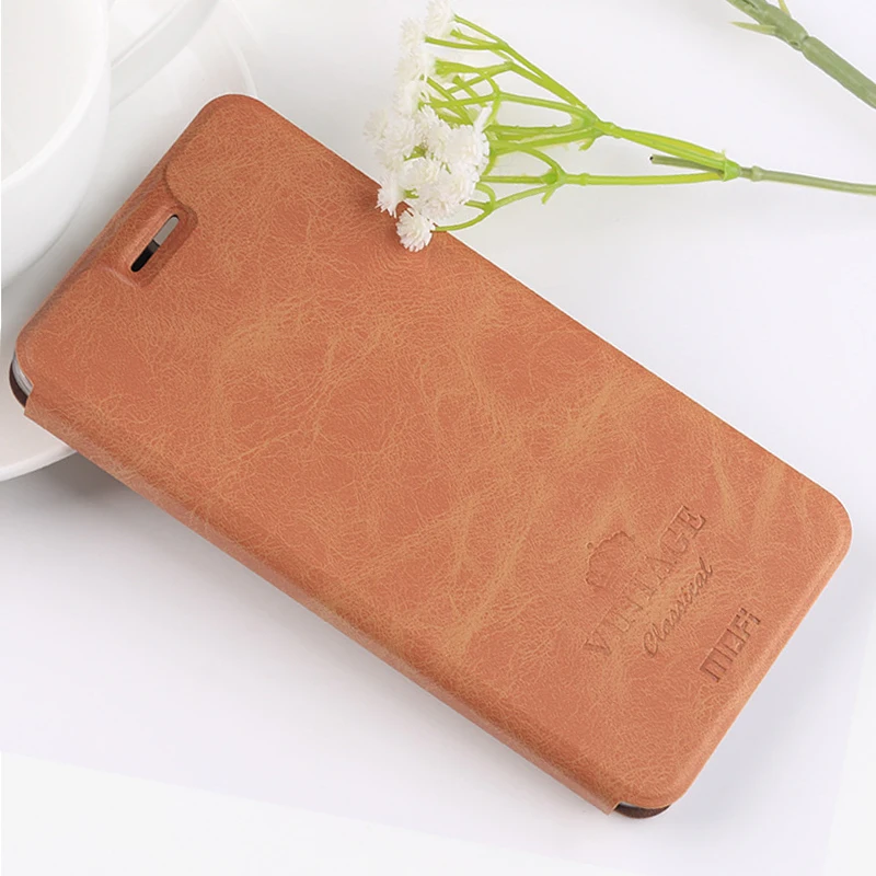 Коричневый Чехол MOFi для Xiaomi Redmi Note 8, чехол из искусственной кожи с защелкой для Redmi Note 8, чехол-книжка из искусственной кожи с подставкой, мягкая задняя крышка из ТПУ - Цвет: Коричневый