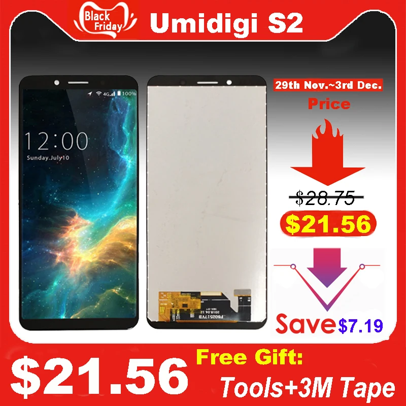 6," дюймовый для UMIDIGI S2 F602517VB ЖК-дисплей+ кодирующий преобразователь сенсорного экрана в сборе lcd+ сенсорный дигитайзер для UMIDIGI S2+ Бесплатные инструменты