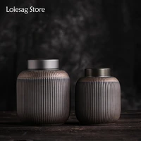 loiesag tin cover striped gilt tea cans handmade ceramic sealed tea cans tea warehouses candy spice dried fruit storage jar