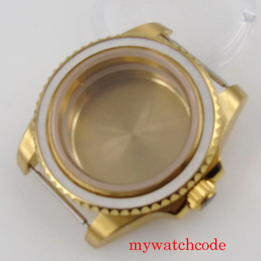 Чехол для часов NH35 NH36 с золотым покрытием 40 мм вращающейся стеклянной головкой |