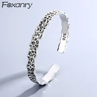 foxanry 925 stamp bracelet for women new trend hip hop vintage irregular surface bangles party jewelry gifts wholesale